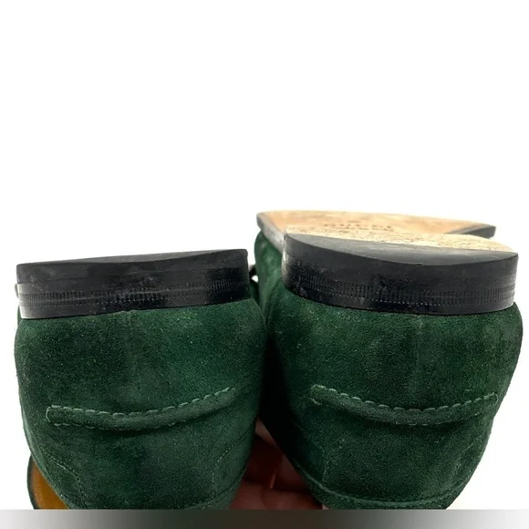 Gucci Jordaan Green Suede Horsebit Loafers - Picture 6 of 12